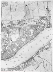 Karte von Wapping, London, 1746